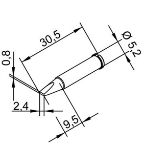 Ponta 2.4mm para ERSA I-Tool - 0102CDLF24/SB
