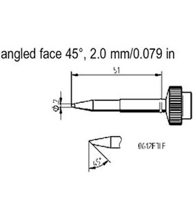 Ponta 2.0mm para ferro Tech Tool de estaçoes ERSA - 0612FDLF/SB
