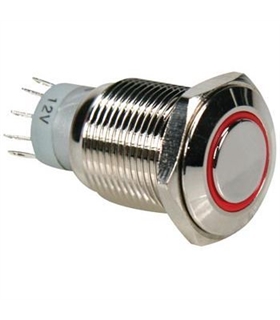 Pulsador Metálicoo Luminoso Vermelho R1600R - MS1600R