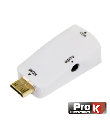 CONVERSOR MINI HDMI PARA VGA COM AUDIO - PROK - HDMIVGA04