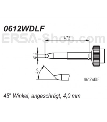 Ponta 4.0mm para ferro Tech Tool de estaçoes ERSA - 0612WDLF/SB
