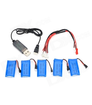 Pack 5 baterias com carregador  USB para Helicoptero R/C - MX314270