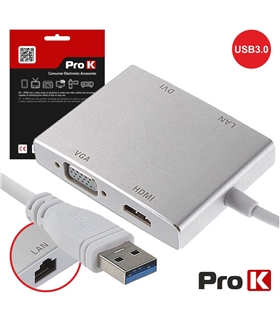 USB104 - Hub USB 3.0 Para VGA HDMI RJ45 DVI - USB104