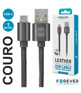 Cabo USB A 2.0 para USB C 1mt Couro - CUSBCLEATHER