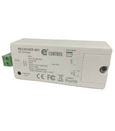 Receiver 001 - RF/Push-Dim 12-36VDC 1x8A 96W-288W IP20 - RECEIVER001