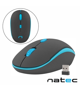 Rato Óptico S/ Fios 800-1600DPI USB Preto/Azul NATEC - NMY-1190