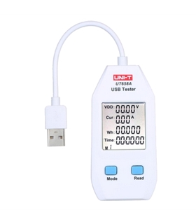 UT658A - Medidor de tensão corrente e carga USB-A c/ memória - UT658A