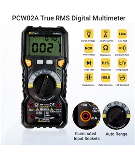 PCW02A - Multimetro Digital CATIII 1000V com NCV; Cap; Temp #2 - PCW02A