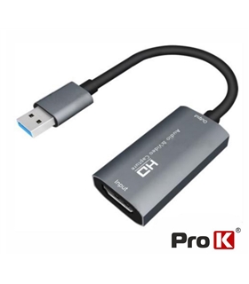 Placa Captura HDMI Audio E Vídeo P/ USB 2.0 4K 30Hz PROK - MX0473168